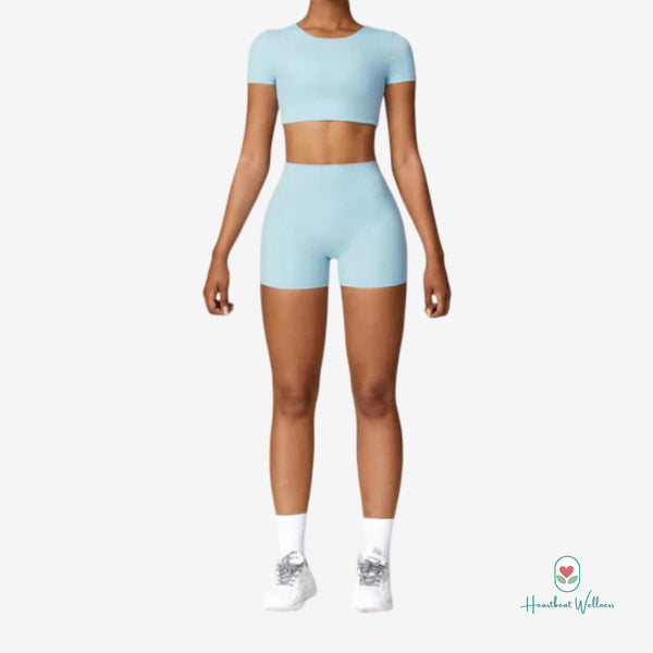 Two piece crop top & gym shorts Set